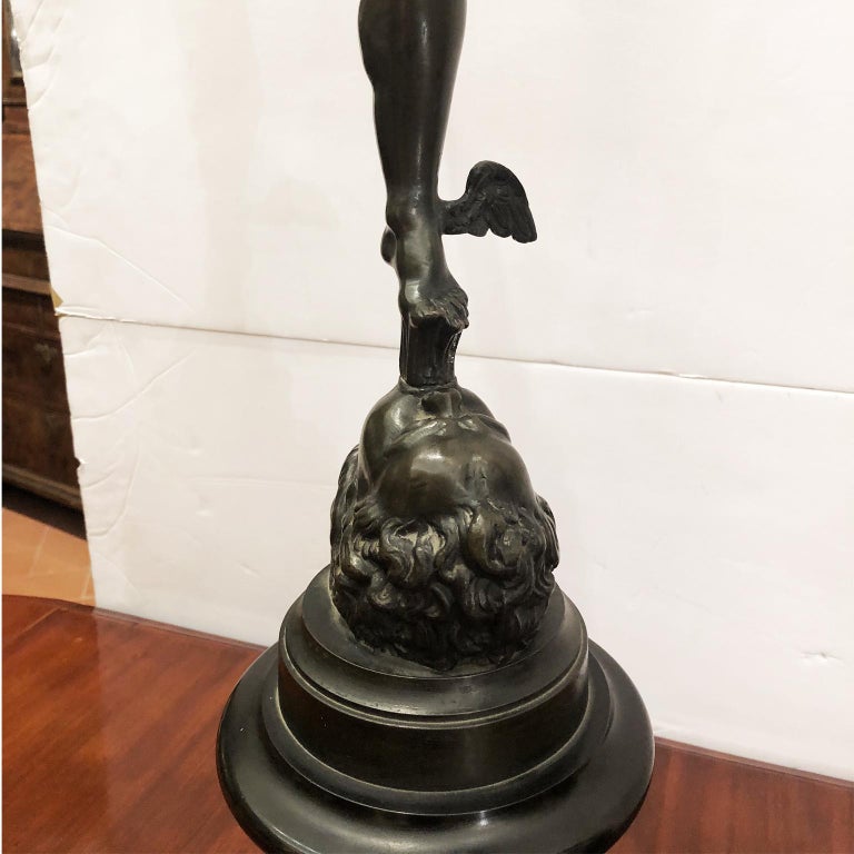 Mid19th Century Pair of Italian Bronze Sculptures Mercury and Fortune