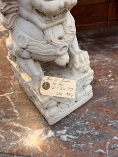 Mid 19th Century Pair of Marble Foo Dogs