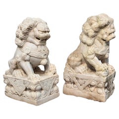 Mid 19th Century Pair of Marble Foo Dogs