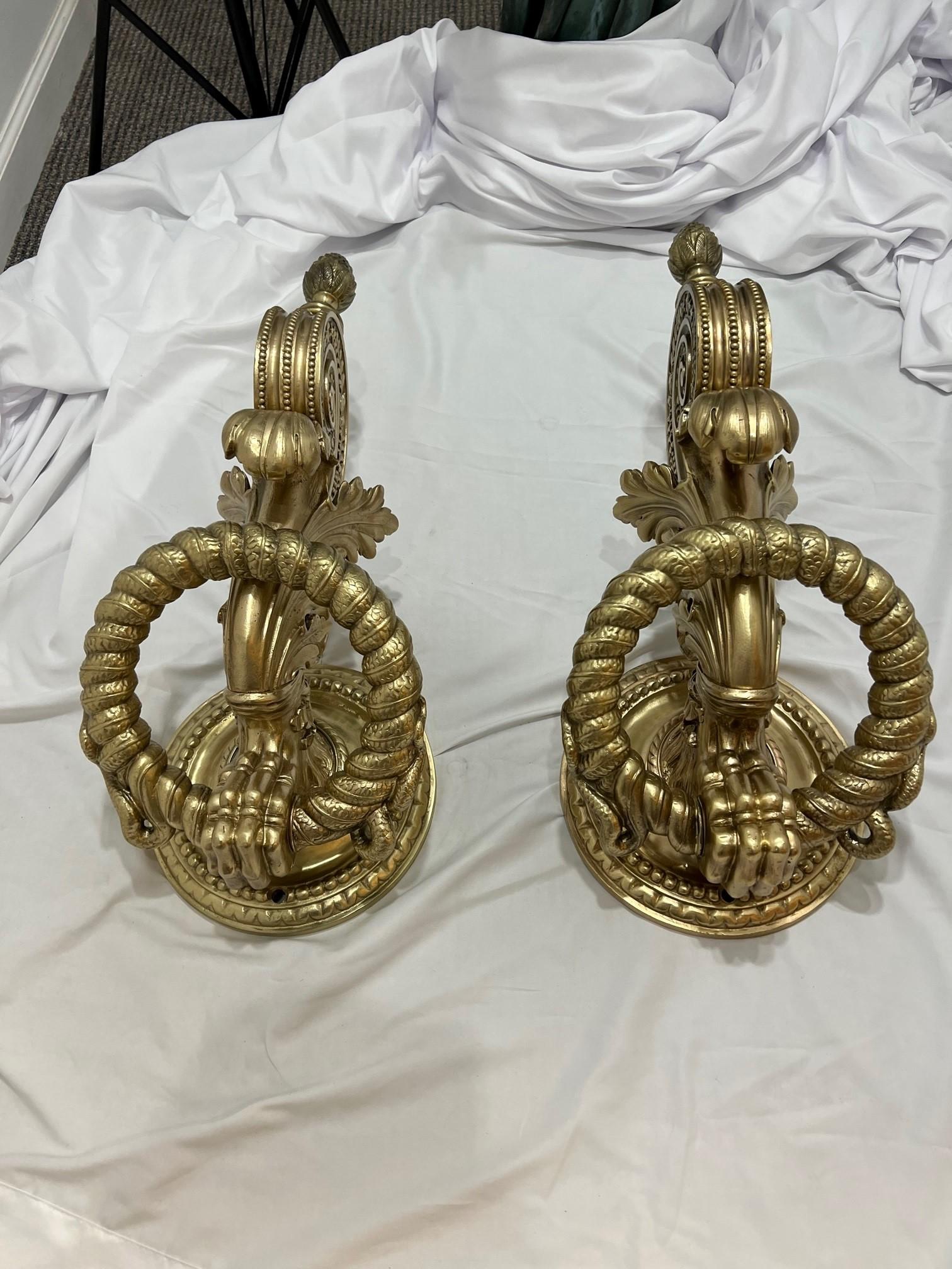 Mid 19th Century Pair of Monumental Antique Architectural Bronze Door Knockers   For Sale 10