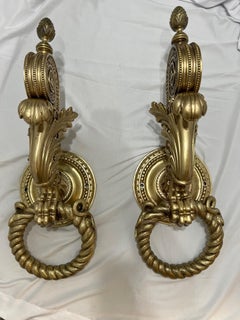 Mid 19th Century Pair of Monumental Antique Architectural Bronze Door Knockers
