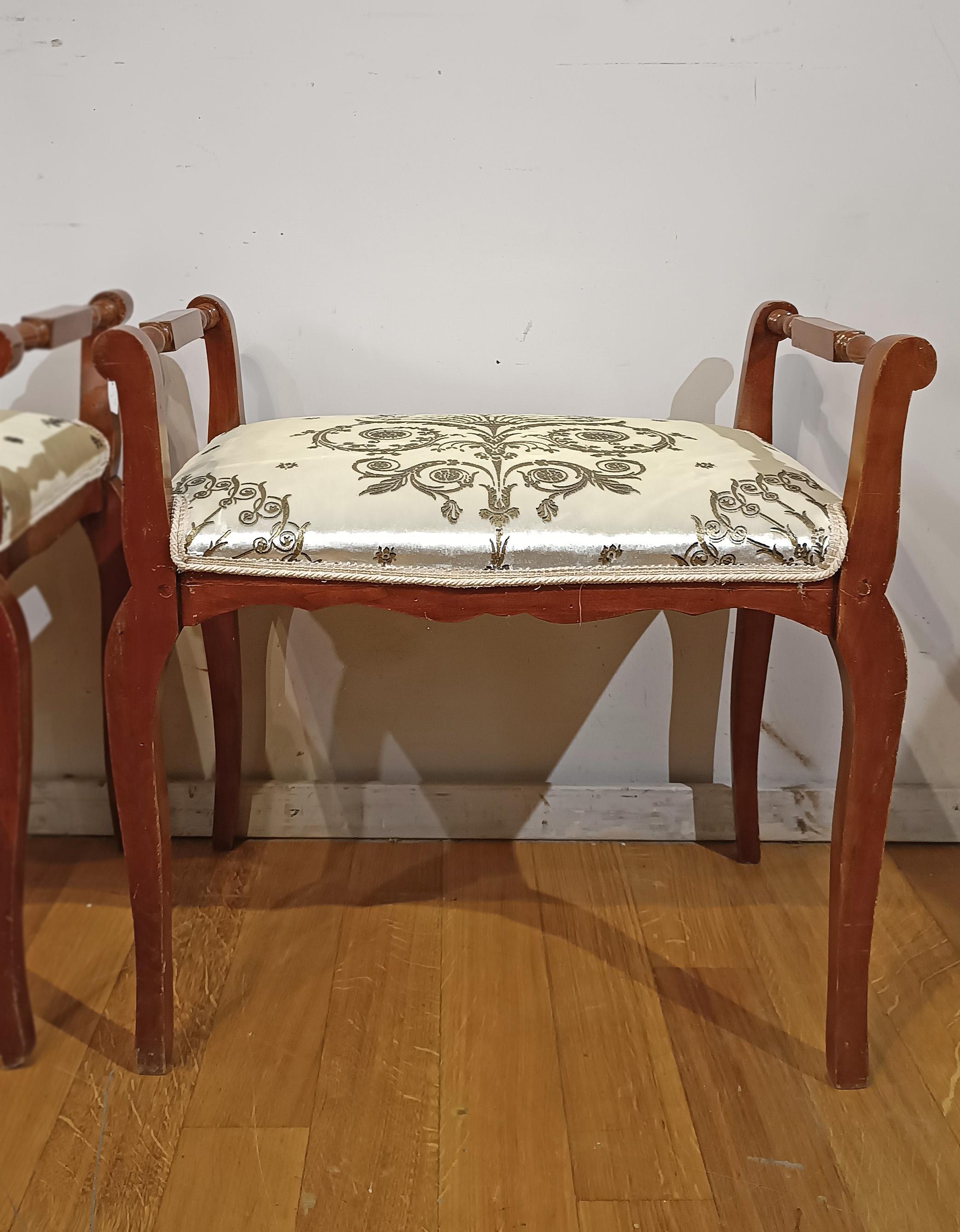 Tissu MID-19th CENTURY PAIR OF NAPOLEON III CHERRY STOOLS en vente