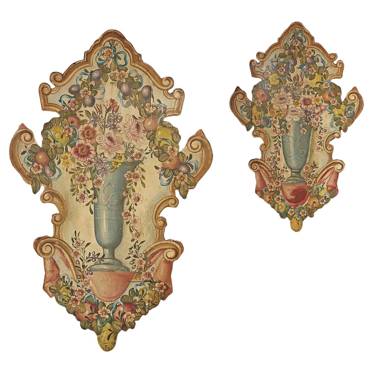 MID-19th CENTURY PAIR OF PAINTED PANELS
