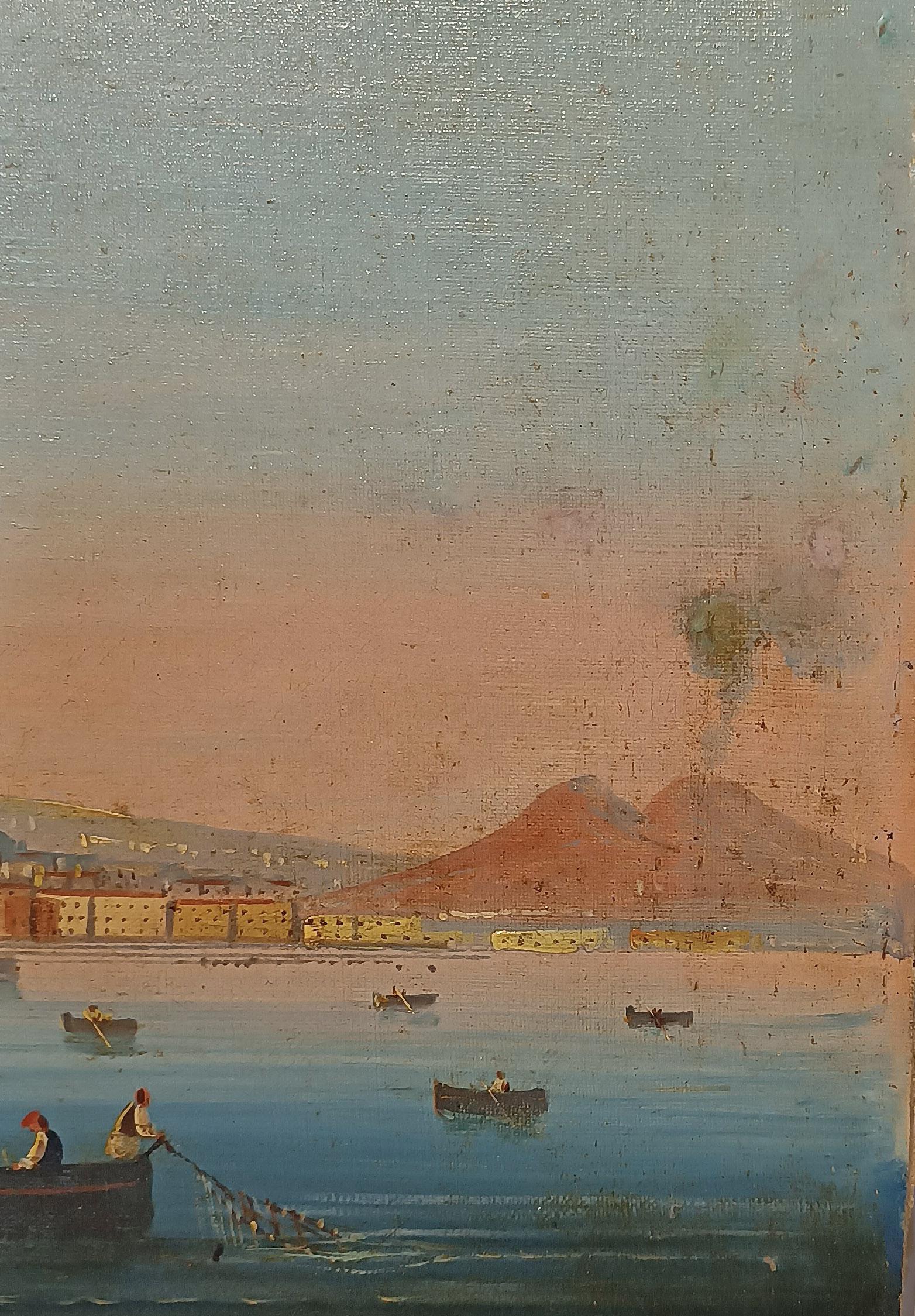 MID-19th CENTURY PAIR OF PAINTINGS OF THE GULF OF NAPLES In condizioni buone in vendita a Firenze, FI