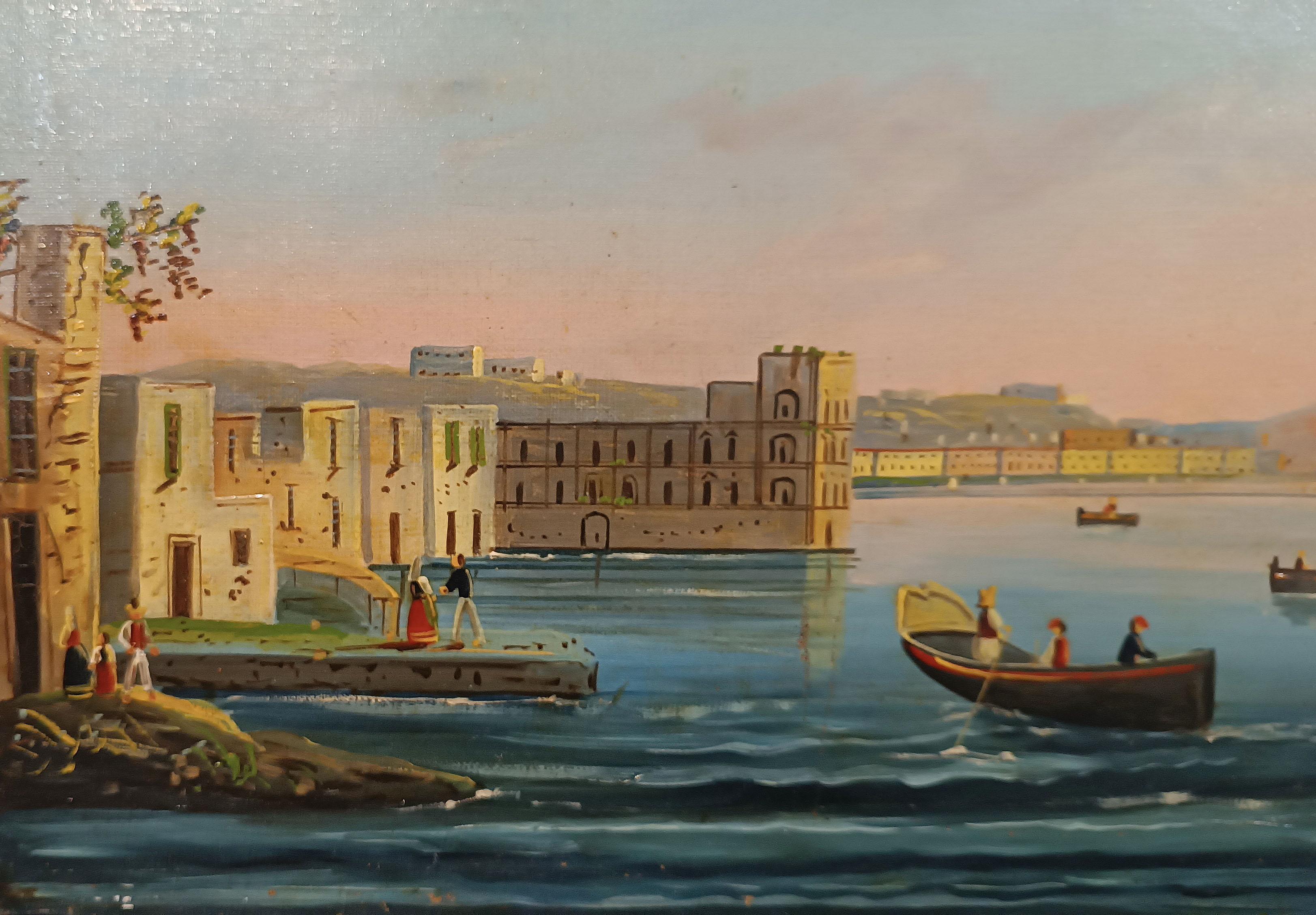 MID-19th CENTURY PAIR OF PAINTINGS OF THE GULF OF NAPLES in vendita 1