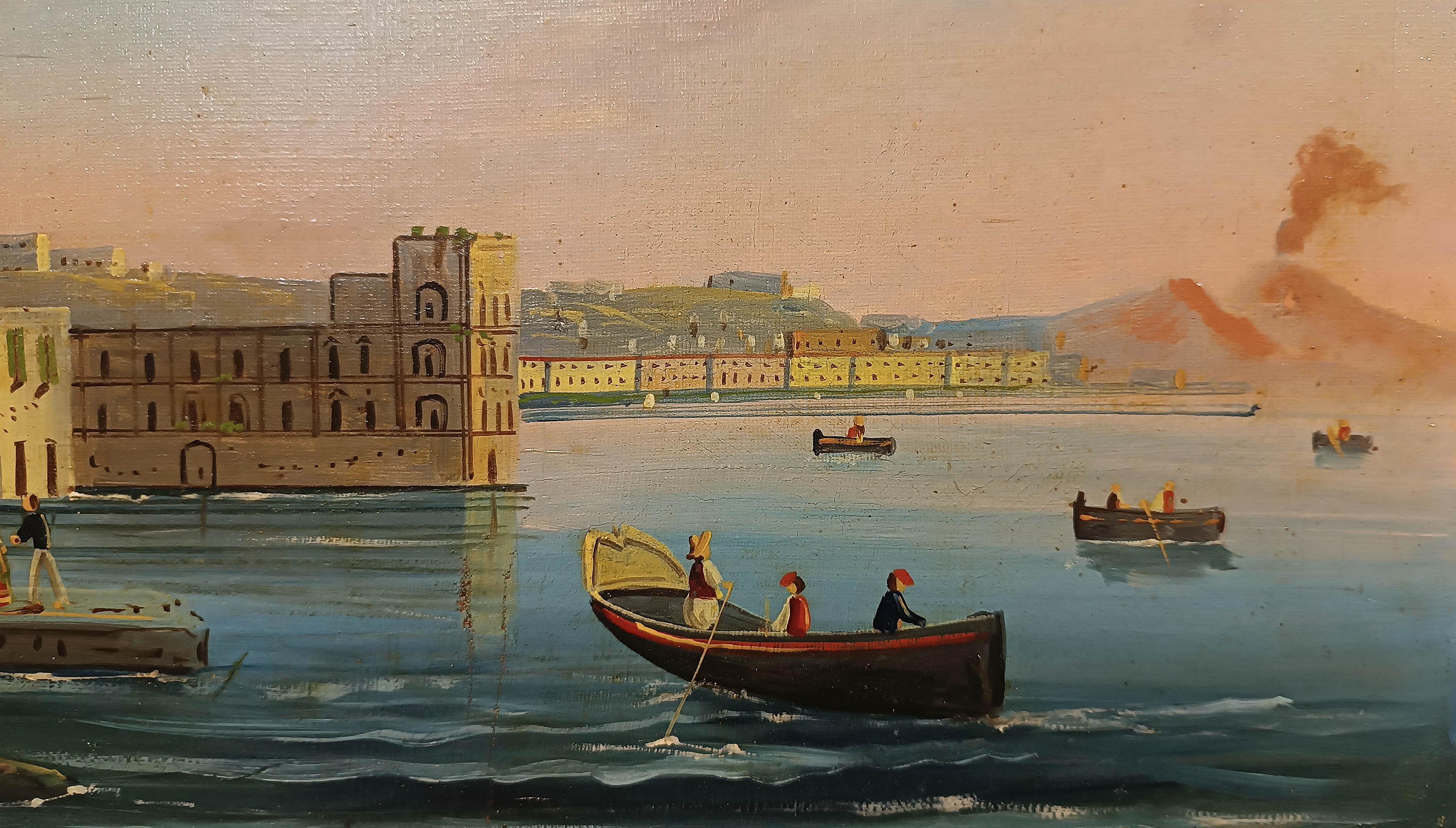 MID-19th CENTURY PAIR OF PAINTINGS OF THE GULF OF NAPLES in vendita 2