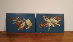 MID-19th CENTURY PAIR OF PAINTINGS ON BRASS