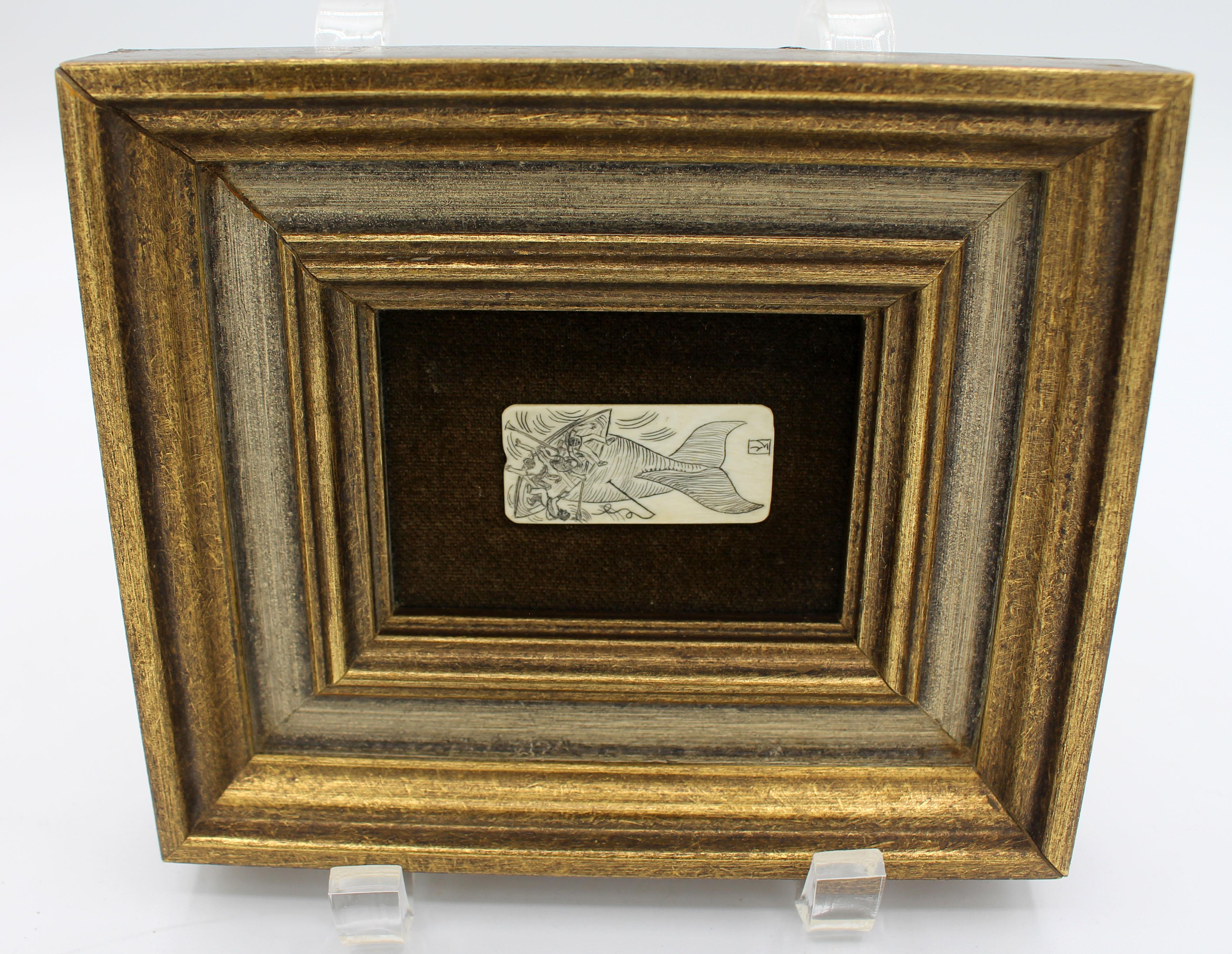 Mid-19th Century Pair of Scrimshaw Miniature Plaques In Good Condition In Chapel Hill, NC