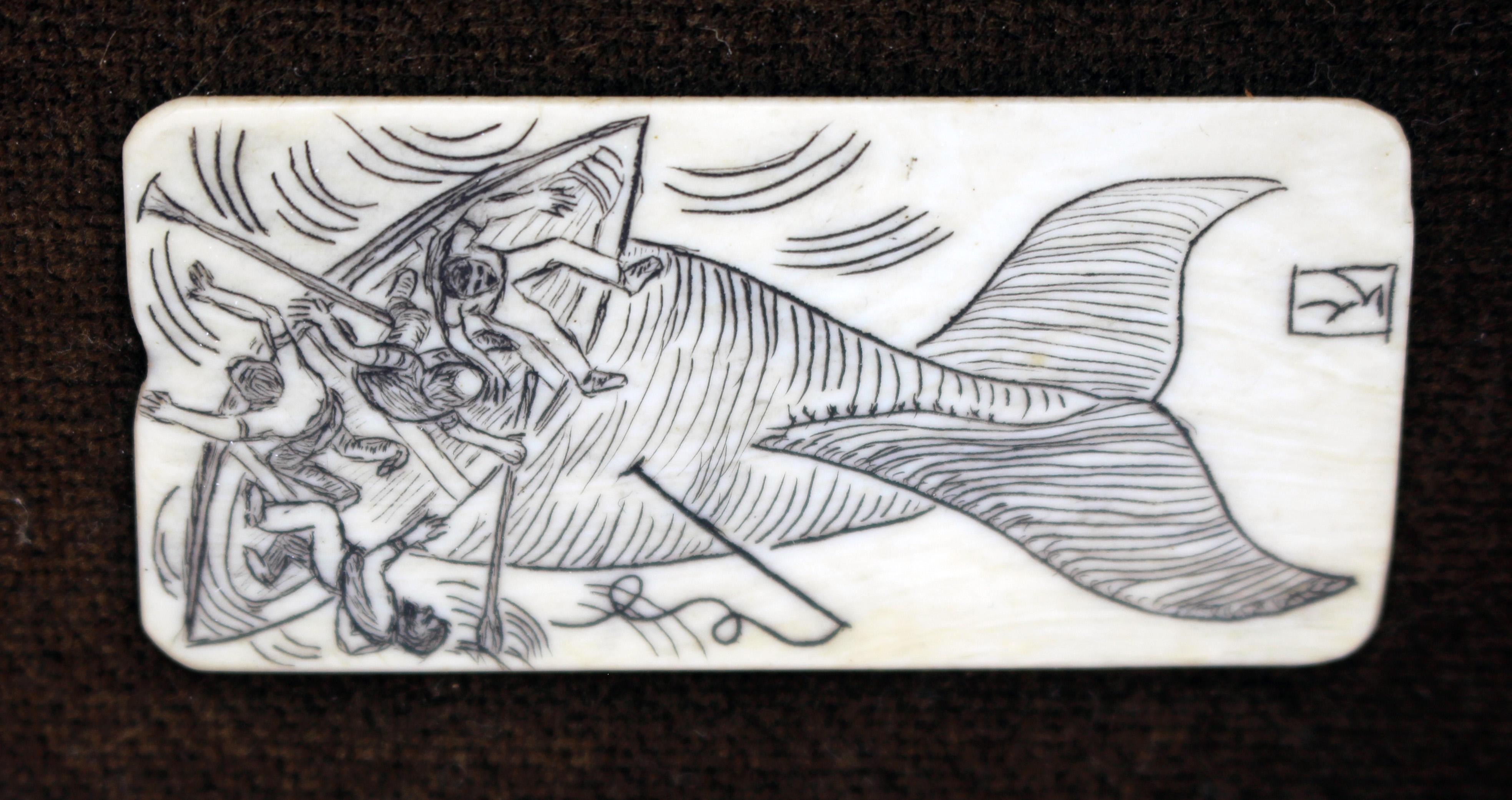 Wood Mid-19th Century Pair of Scrimshaw Miniature Plaques