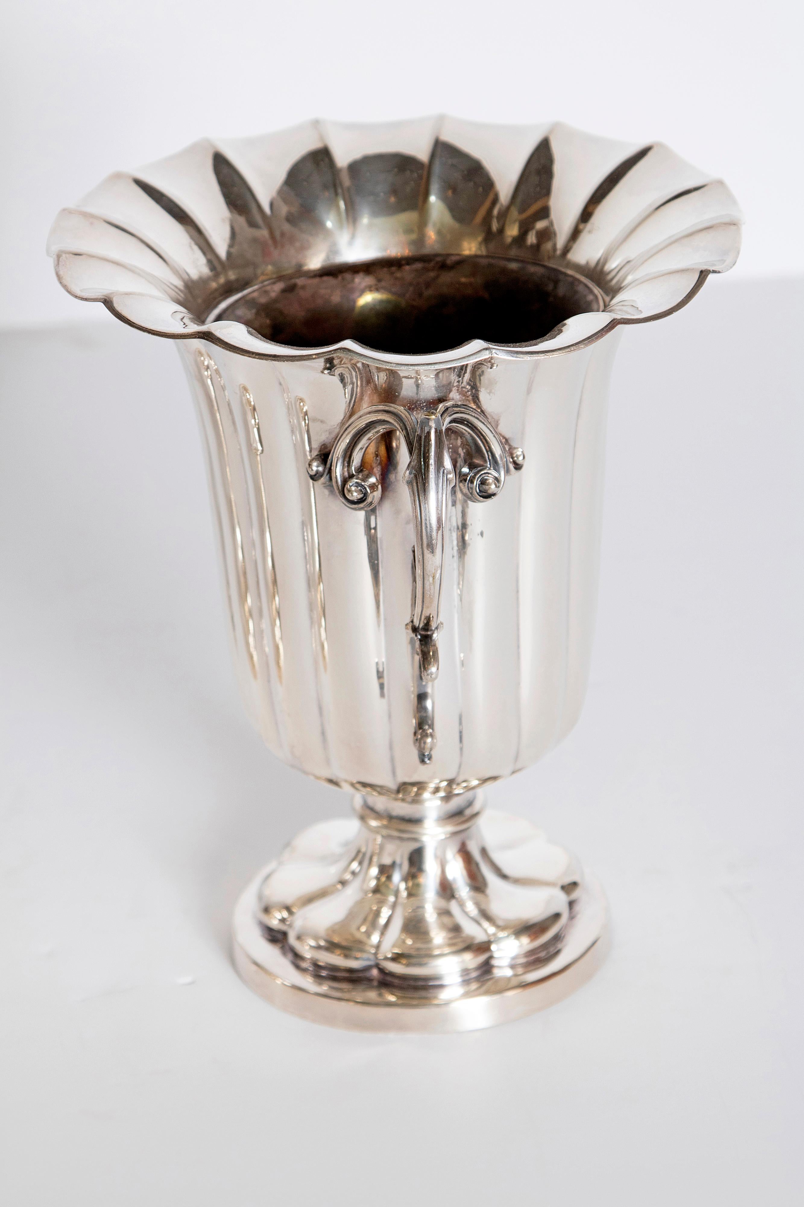 Victorian Mid-19th Century Pair of Silver Plate Ice Vases by Elkington & Co., England
