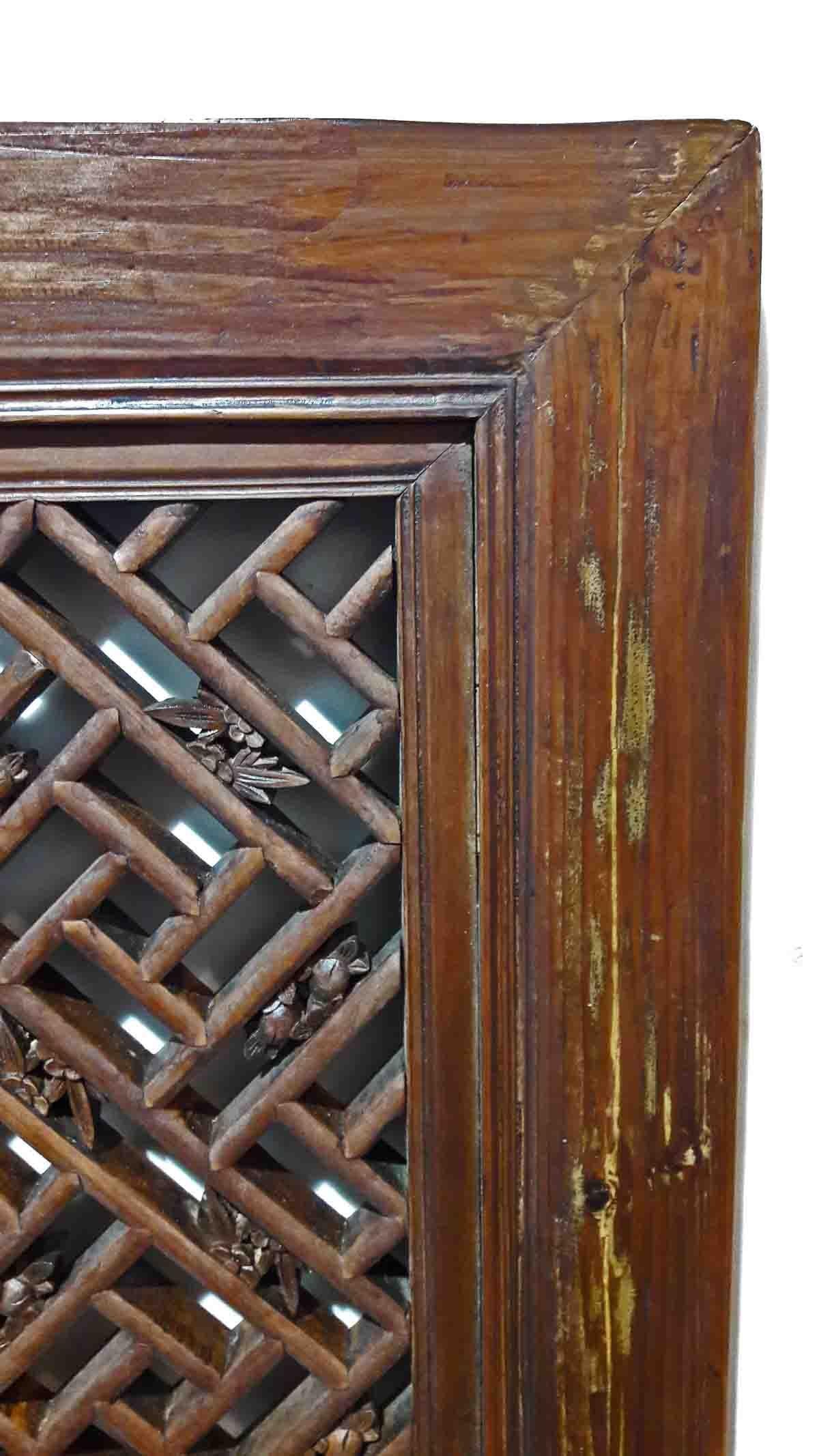 Wood Mid-19th Century Peachwood Window Screen from Sianxi, China For Sale