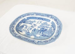 Mid 19th Century Pearlware Blue Willow Transfer Platter, England, 1840 H631