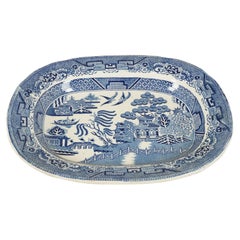 Mid 19th Century Pearlware Blue Willow Transfer Platter, England, 1840