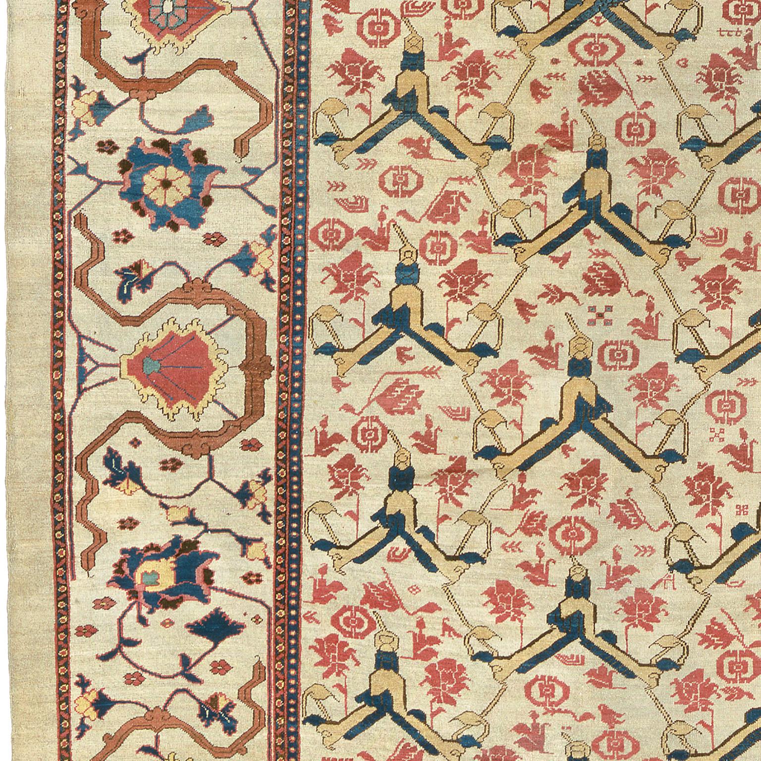 Wool Mid 19th Century Persian Bakshaish Rug For Sale