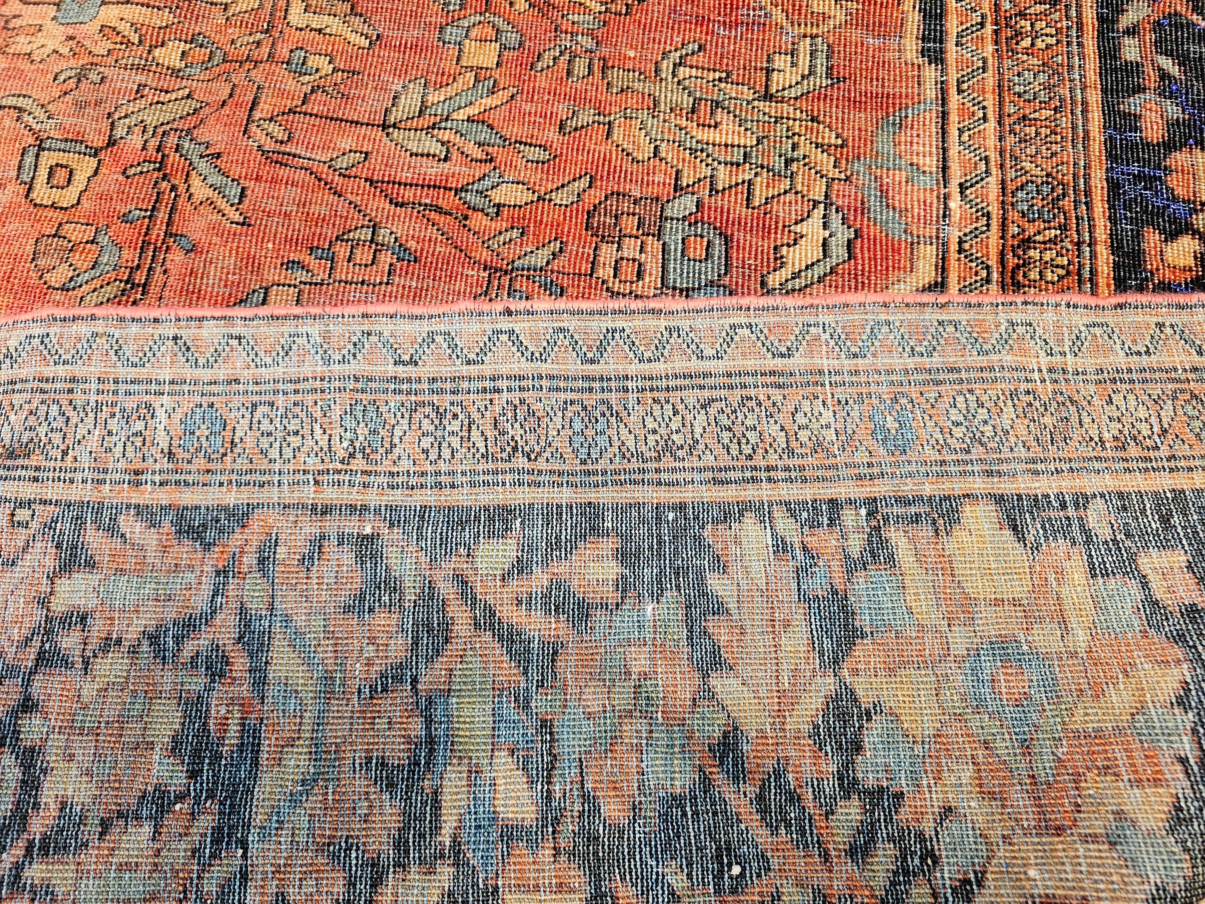 Late 19th Century Persian Sarouk Farahan in in Red, Tan, Baby Blue, Navy Blue For Sale 12