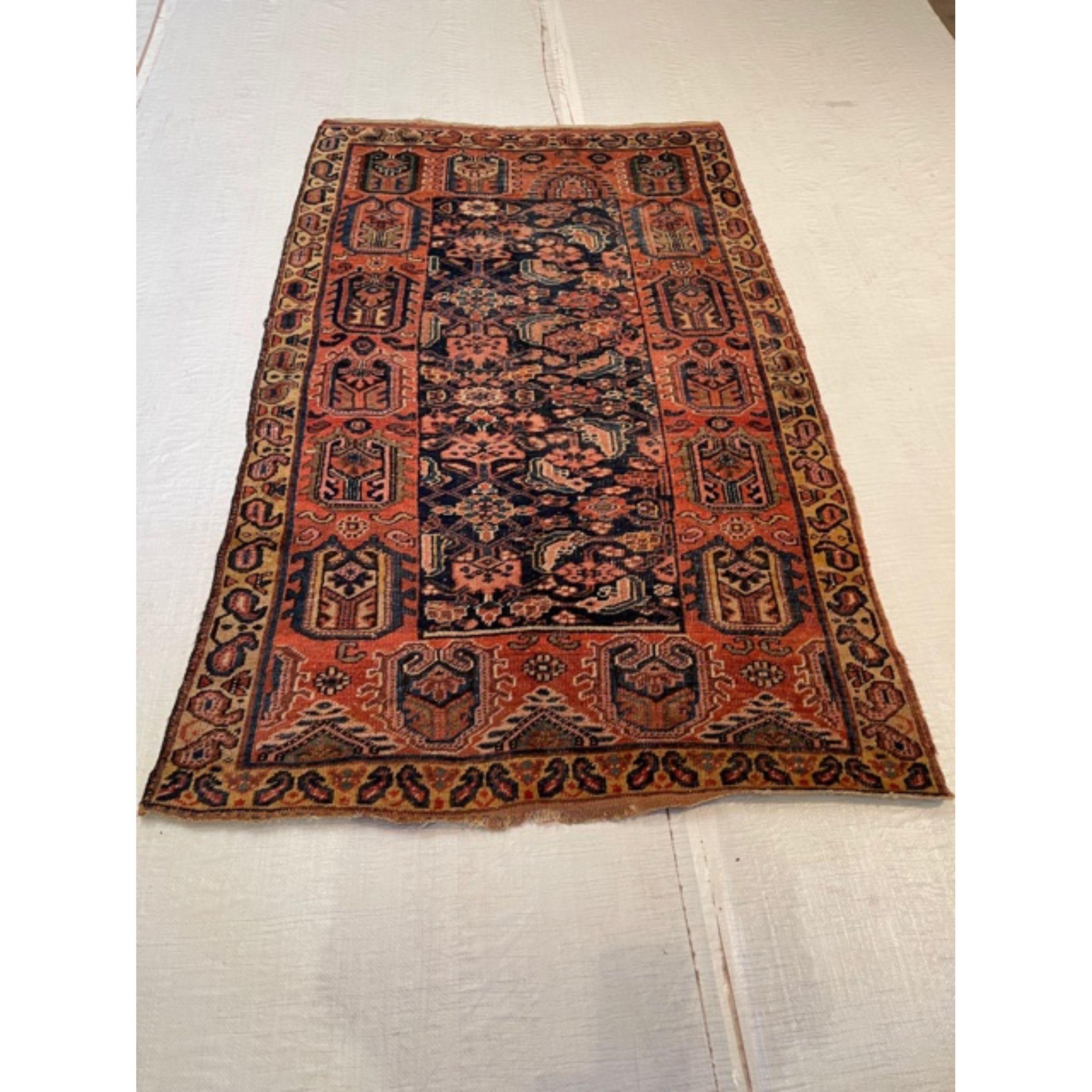 Wool Mid-19th Century Persian Tribal Bidjar Rug For Sale