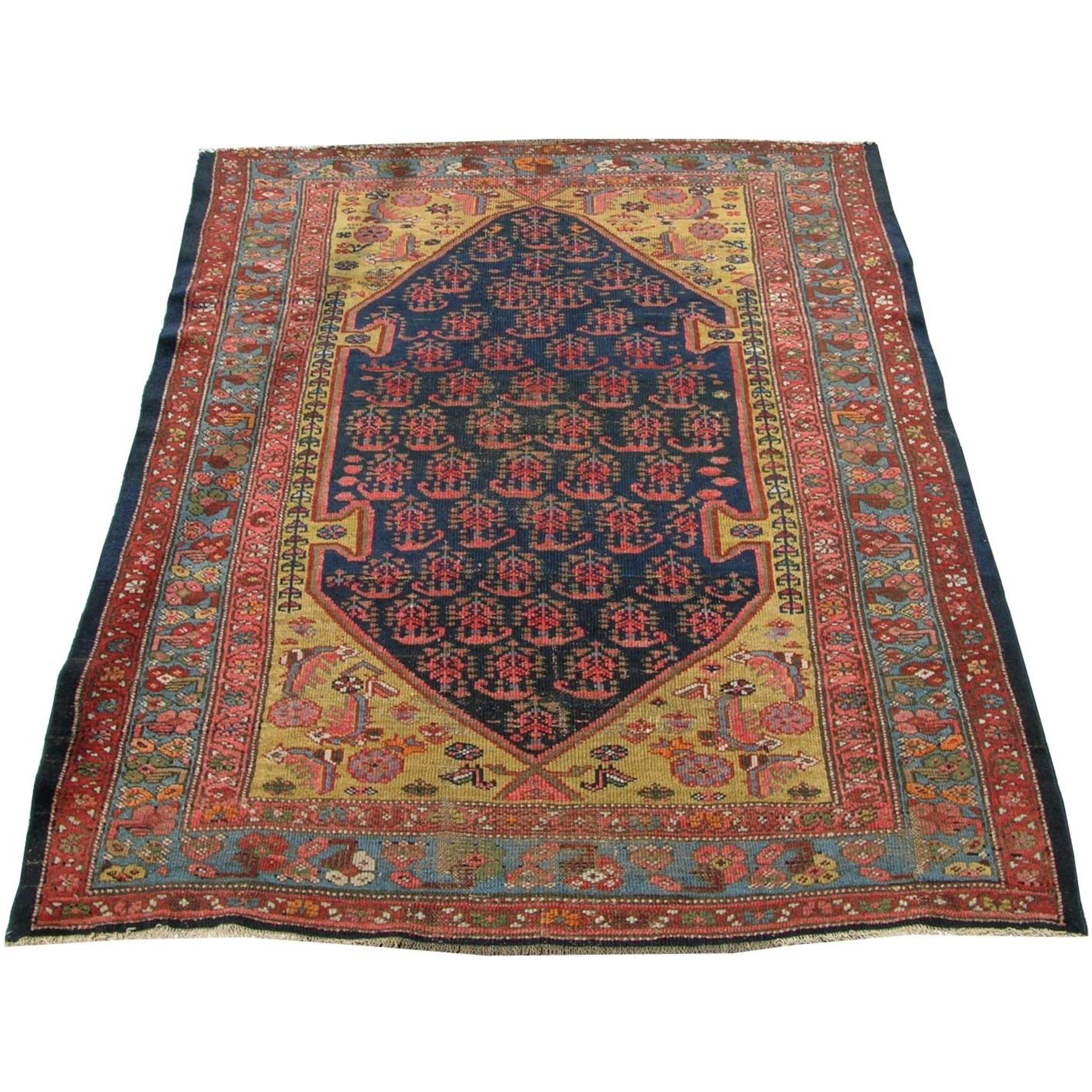 Tapis persan Zanjan du milieu du 19e siècle 5.6x4.1 Bon état - En vente à Los Angeles, US