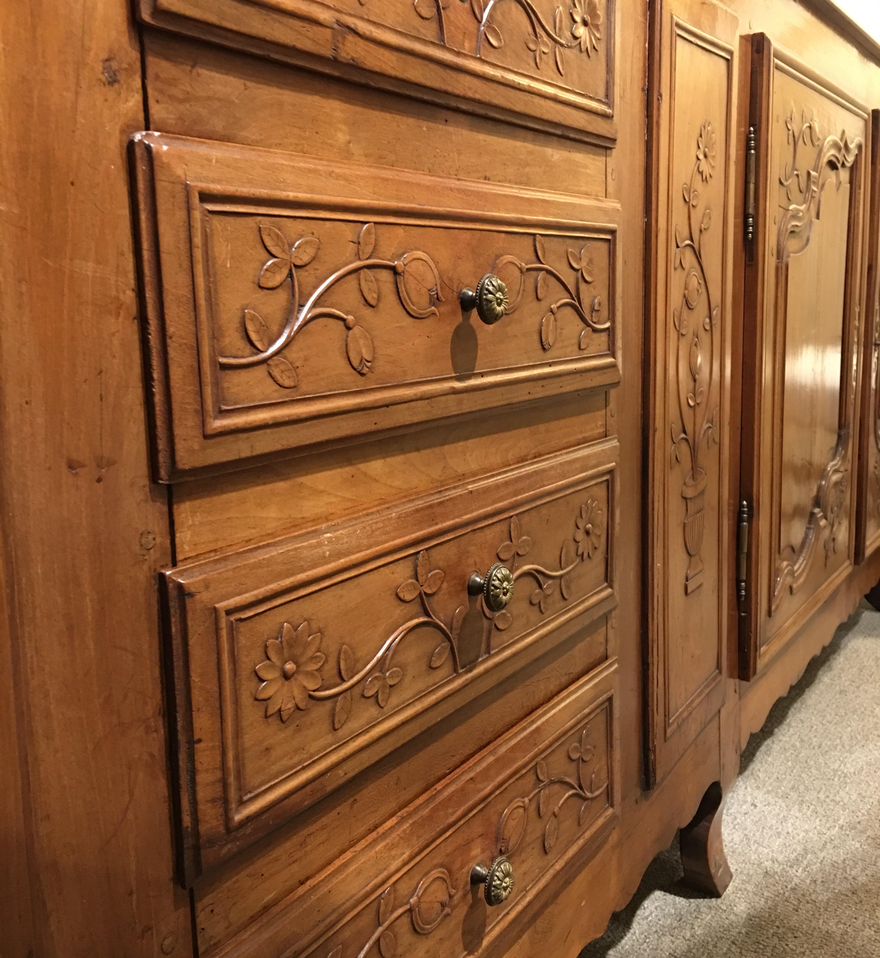 Carved Mid-19th Century Picardy Fruitwood Buffet For Sale