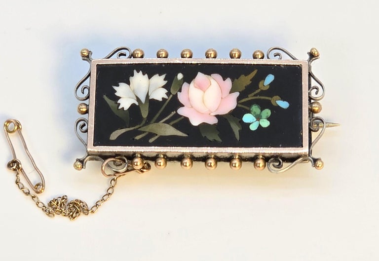 Broche Vintage En Limoges Motifs Floraux Argenté - Occasion, Accessoire De Collection