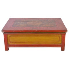 Antique Mid-19th Century Pine Tibetan Coffee Table Hand-Painted