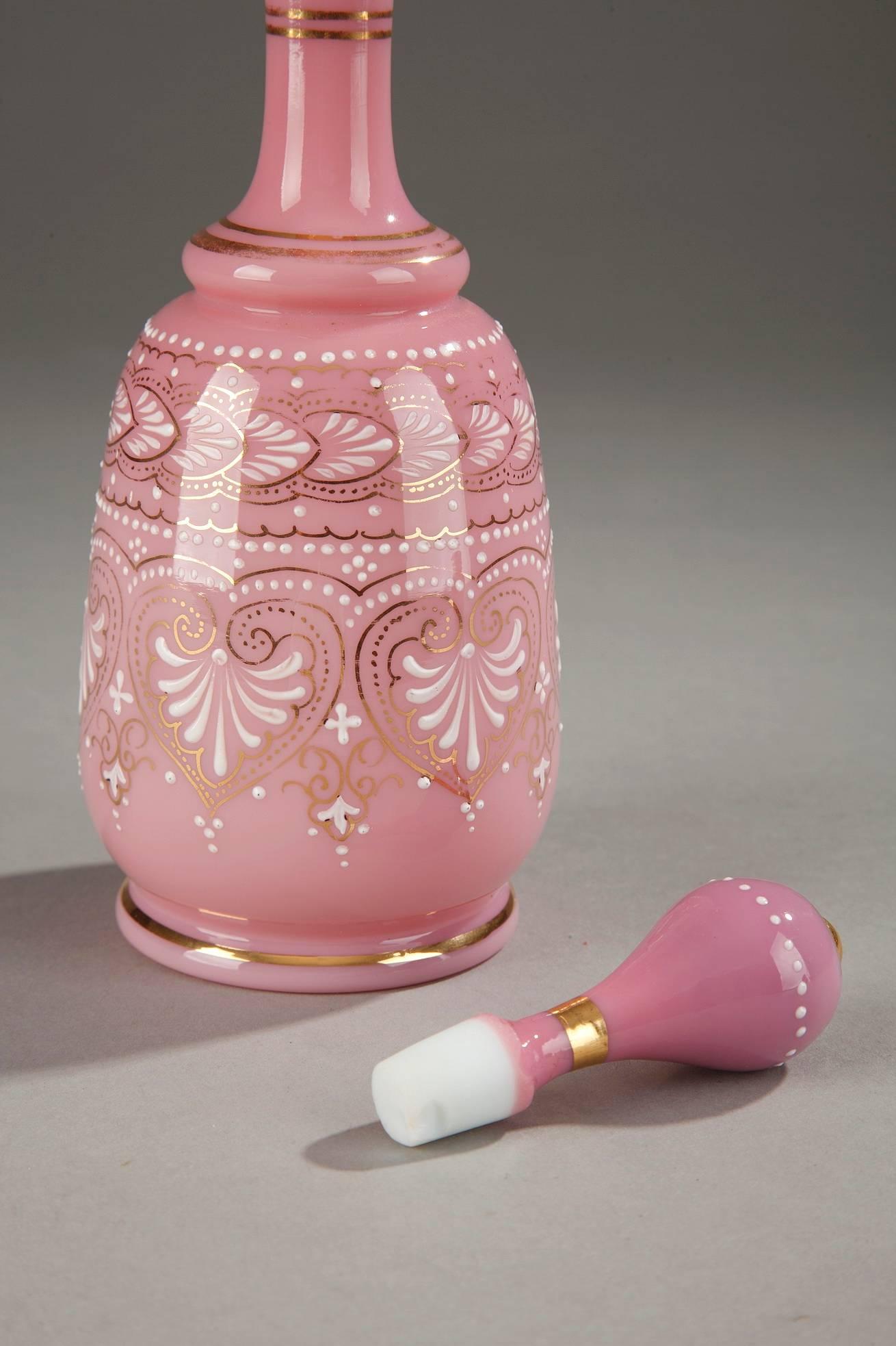 Mid-19th Century Pink Opaline Flask In Good Condition In Paris, FR