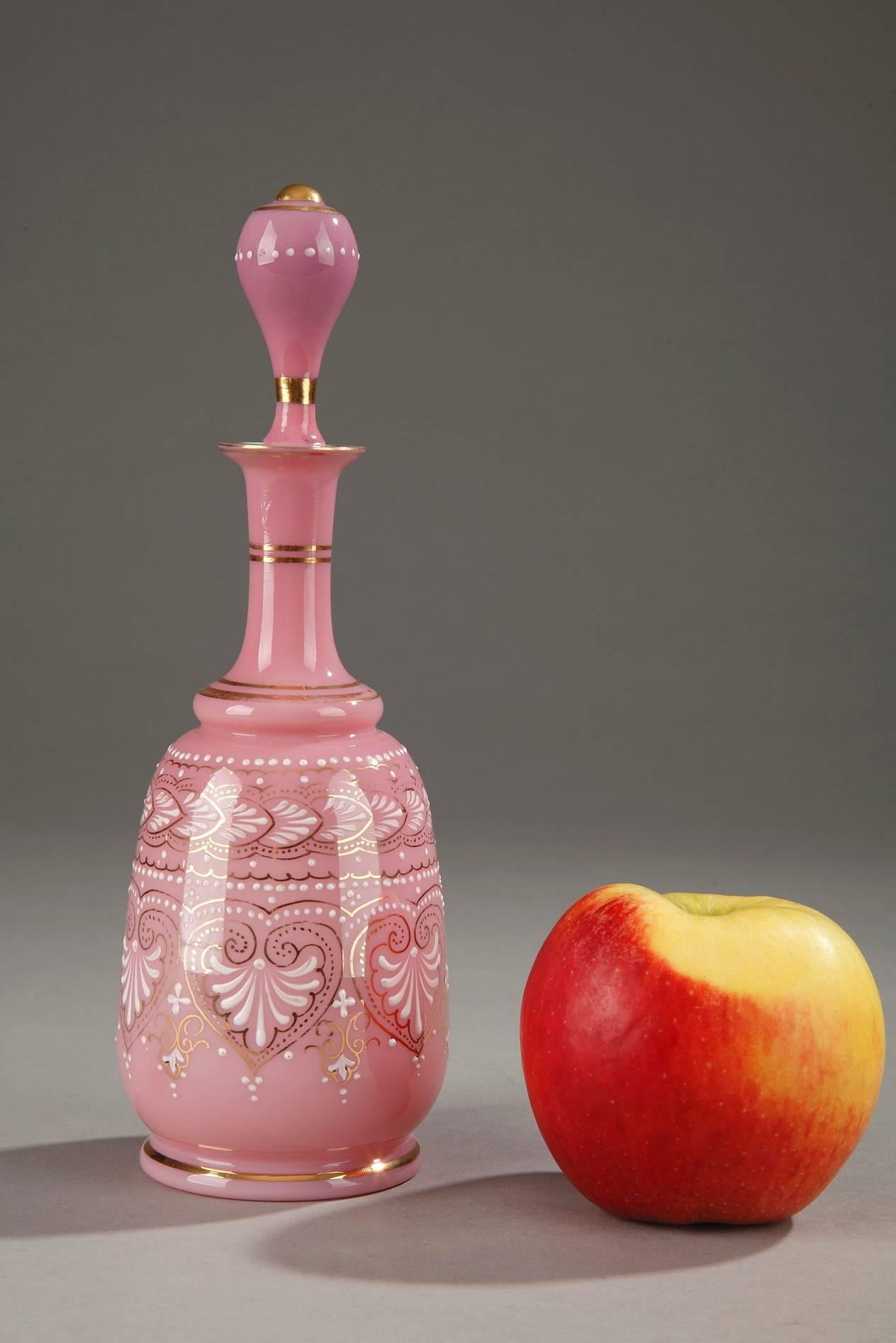 Opaline Glass Mid-19th Century Pink Opaline Flask