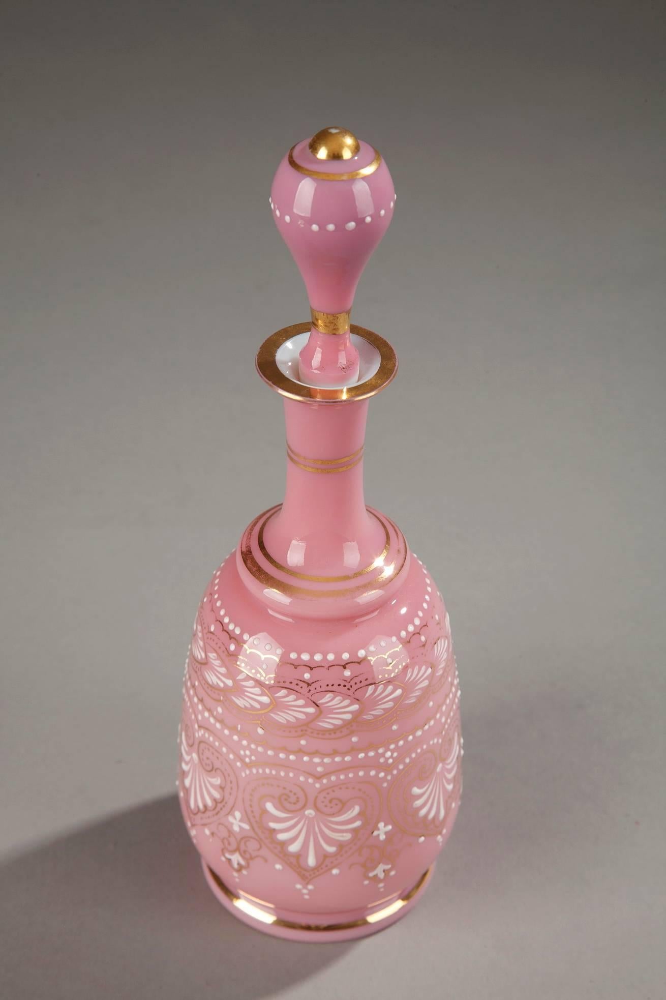 Mid-19th Century Pink Opaline Flask 1