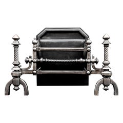 Mid 19th Century Polished Cast Iron Gothic Style Firegrate
