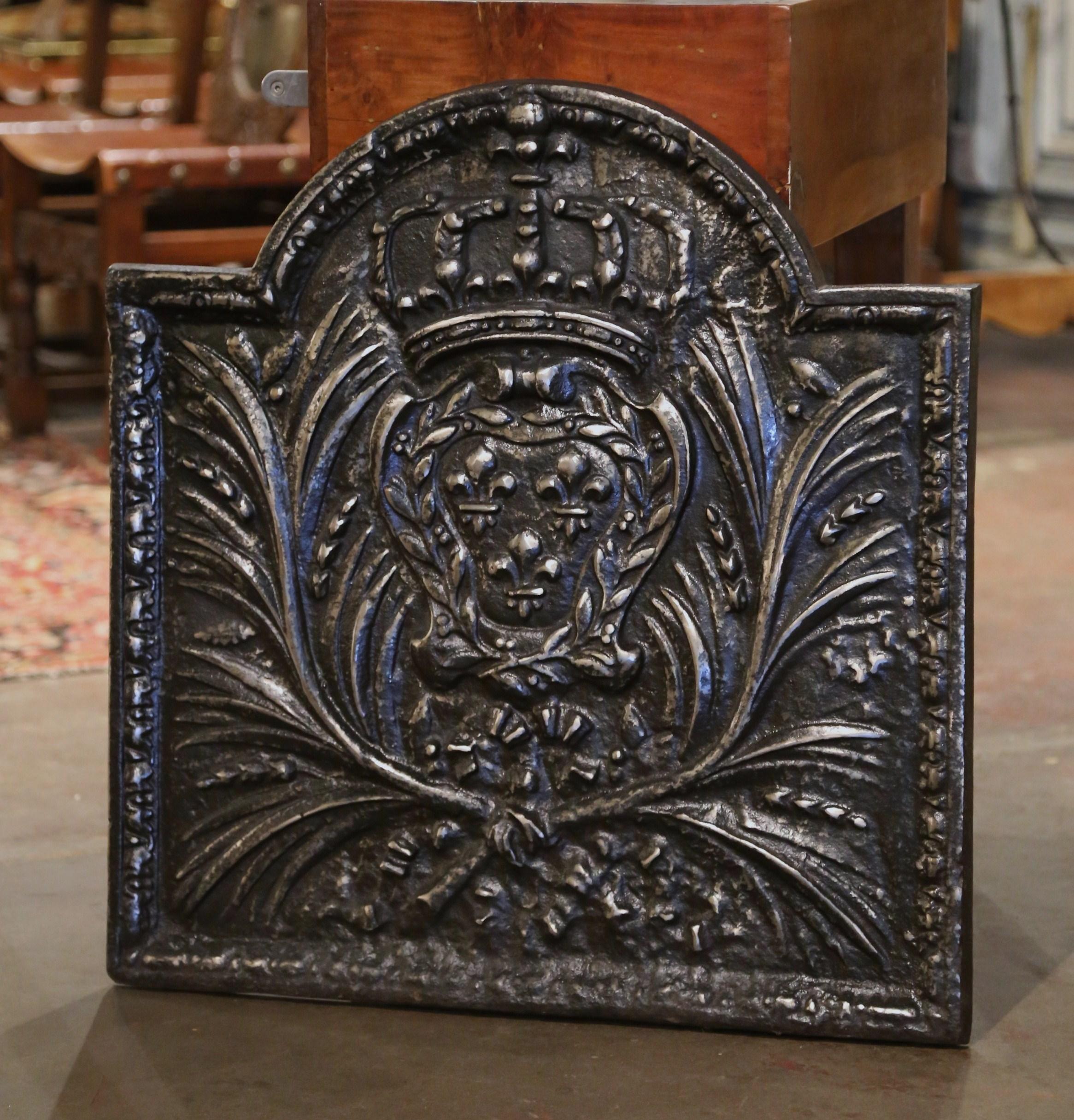 Mid-19th Century Polished Iron Fireback with 