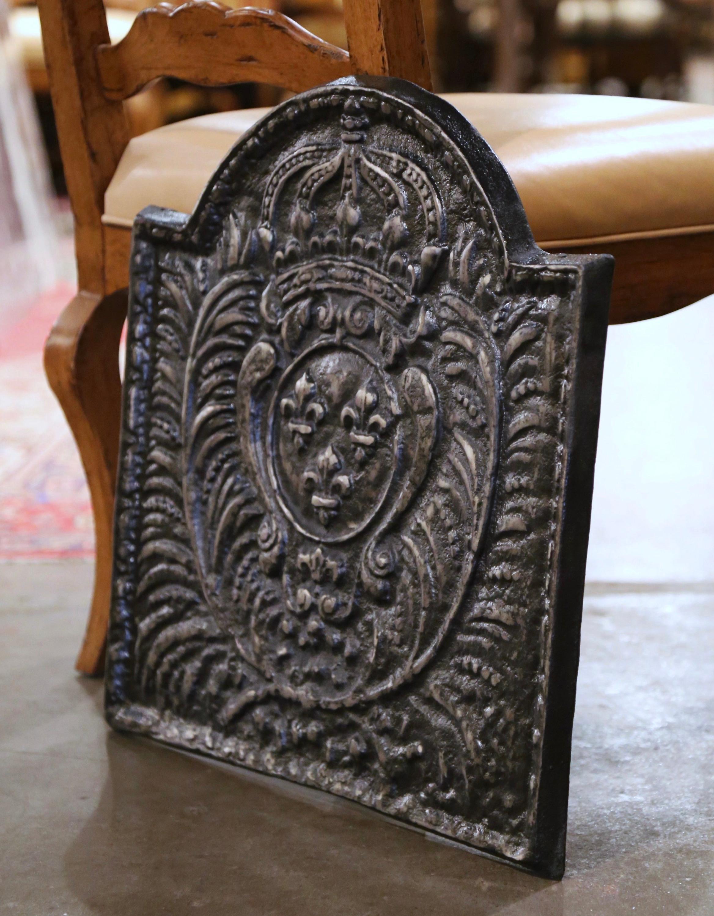Mid-19th Century Polished Iron Fireback with 