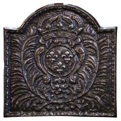 Kaminschirm aus poliertem Eisen mit „Royal Coat of France“ aus der Mitte des 19. Jahrhunderts