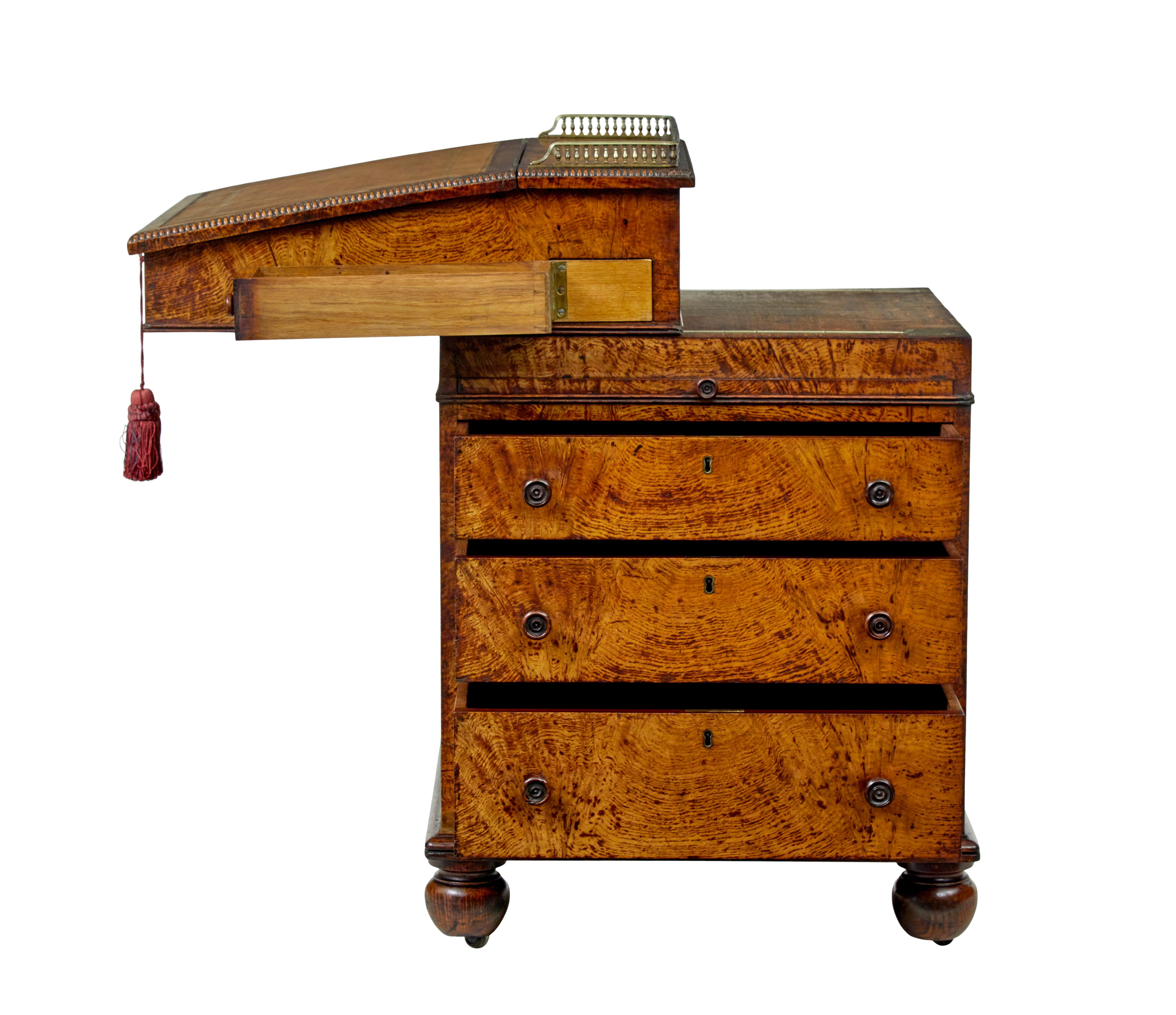English Mid 19th century pollard oak davenport desk For Sale