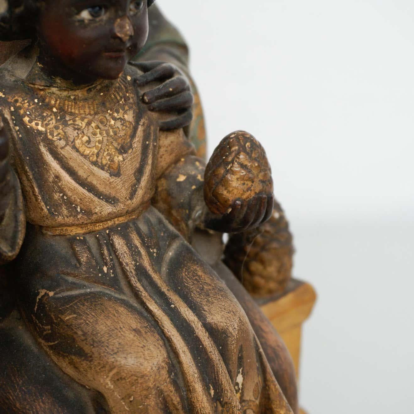Mid-19th Century Polychromed Montserrat Virgin Statue 6