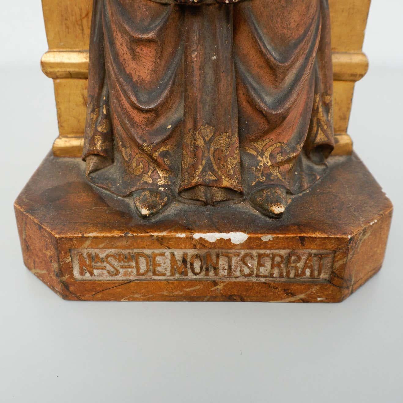 Mid-19th Century Polychromed Montserrat Virgin Statue For Sale 7
