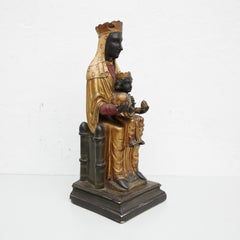 Mid-19th Century Polychromed Montserrat Virgin Statue