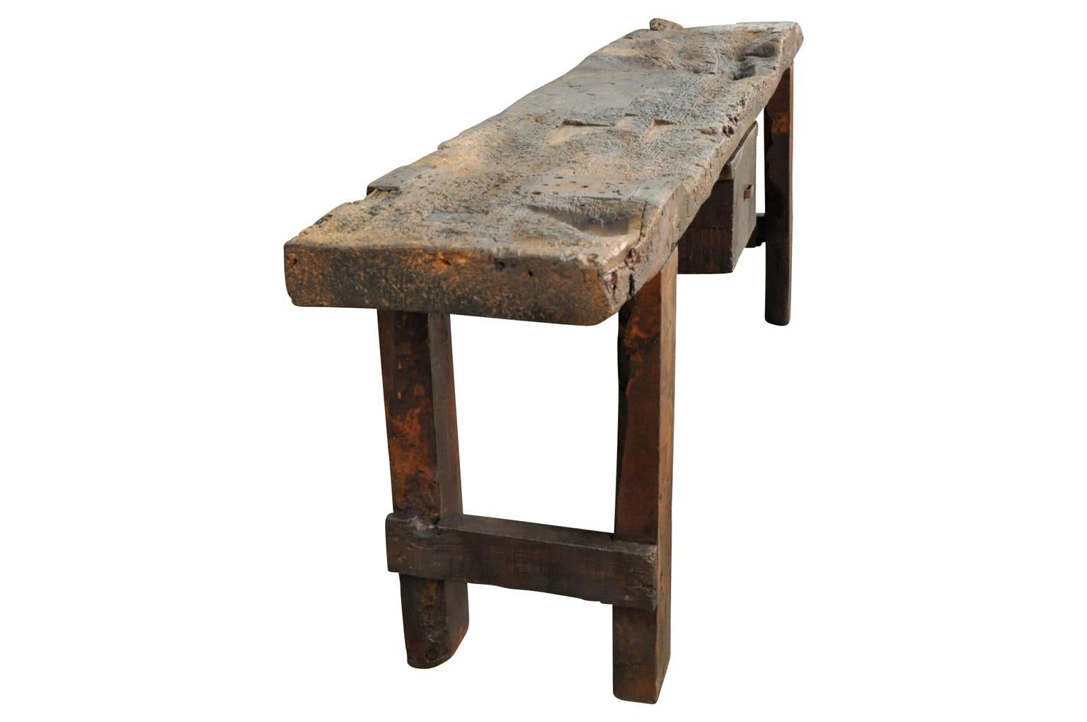 Mid-19th Century Primitive Catalan Console Table In Good Condition In Atlanta, GA