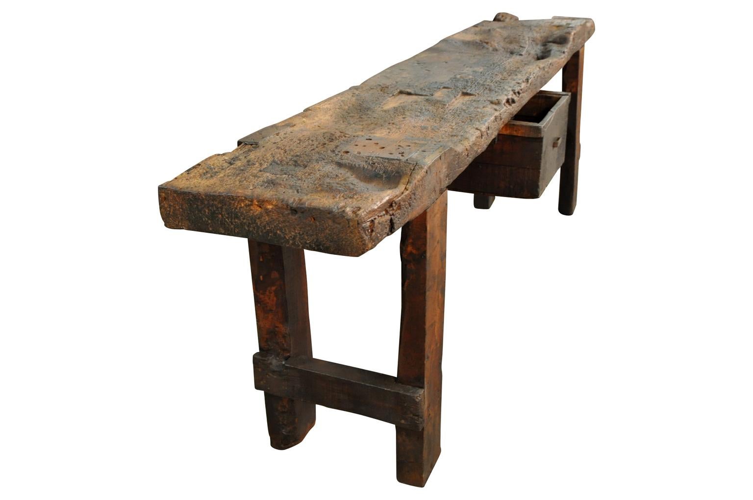 Beech Mid-19th Century Primitive Catalan Console Table