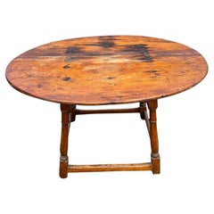 Mid 19th Century Primitive Oval Pine Wood Table With Patina Side Accent Table Antique Mid 19th Century Primitive Oval Pine Wood Table With Patina Side Accent Table