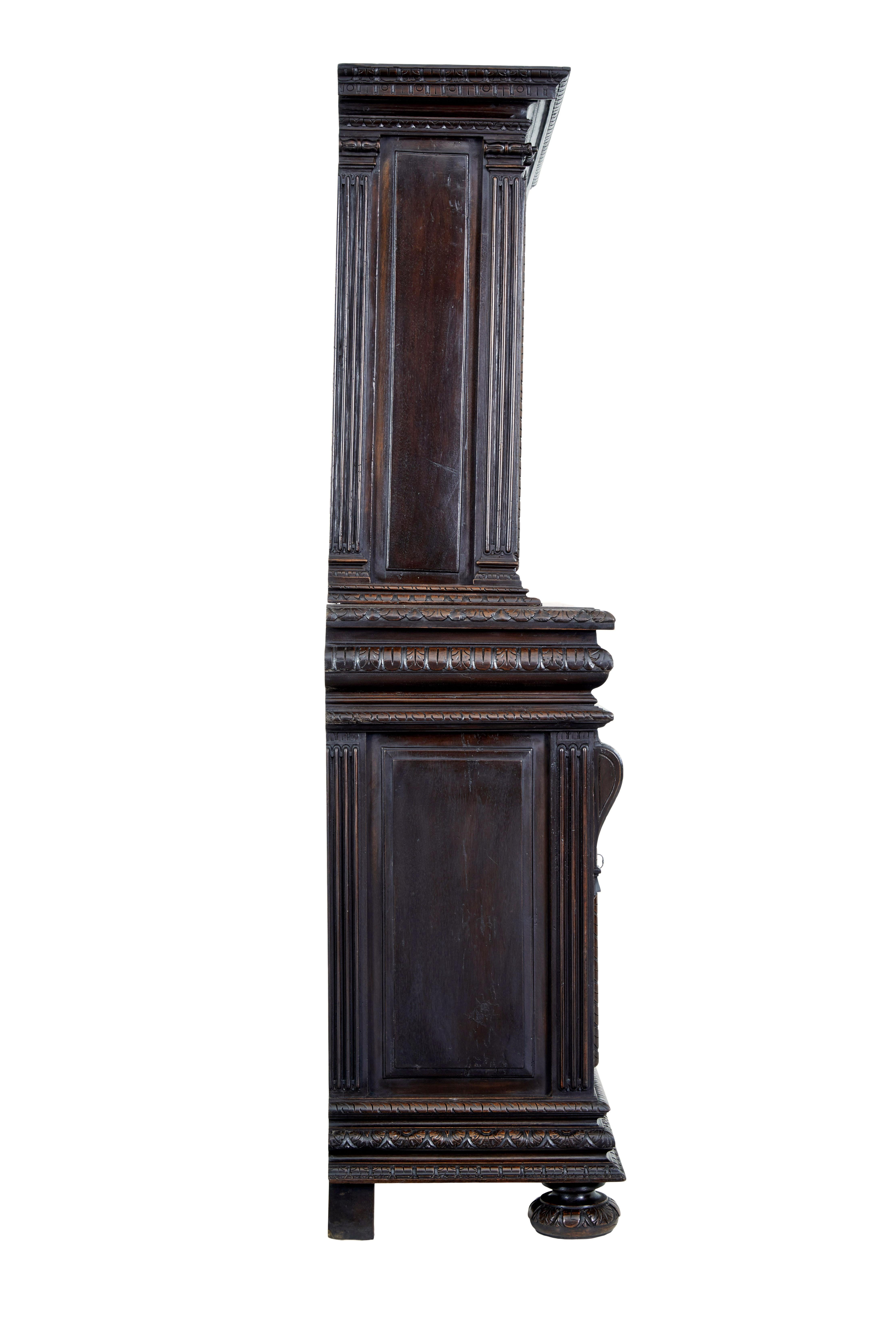 Mid-19th century profusely carved French walnut cabinet For Sale 1