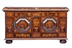 Mid-19th Century Profusely Inlaid Continental Walnut Dome Chest