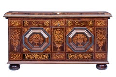 Mid-19th Century Profusely Inlaid Continental Walnut Dome Chest