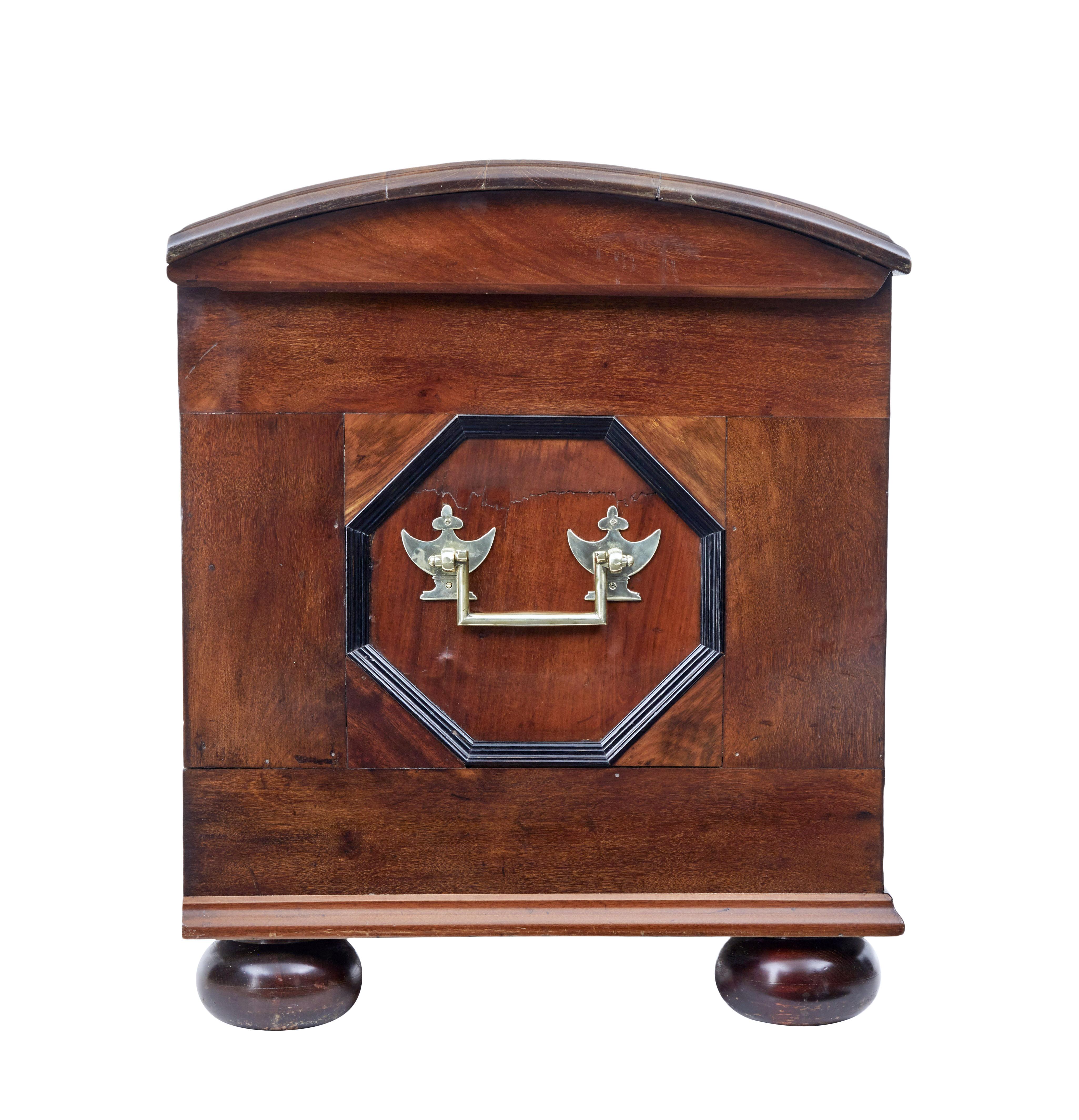High Victorian Mid-19th Century Profusely Inlaid Continental Walnut Dome Chest