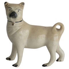 Antique Mid 19th Century Pug Dog Figurine Staffordshire Pottery, English