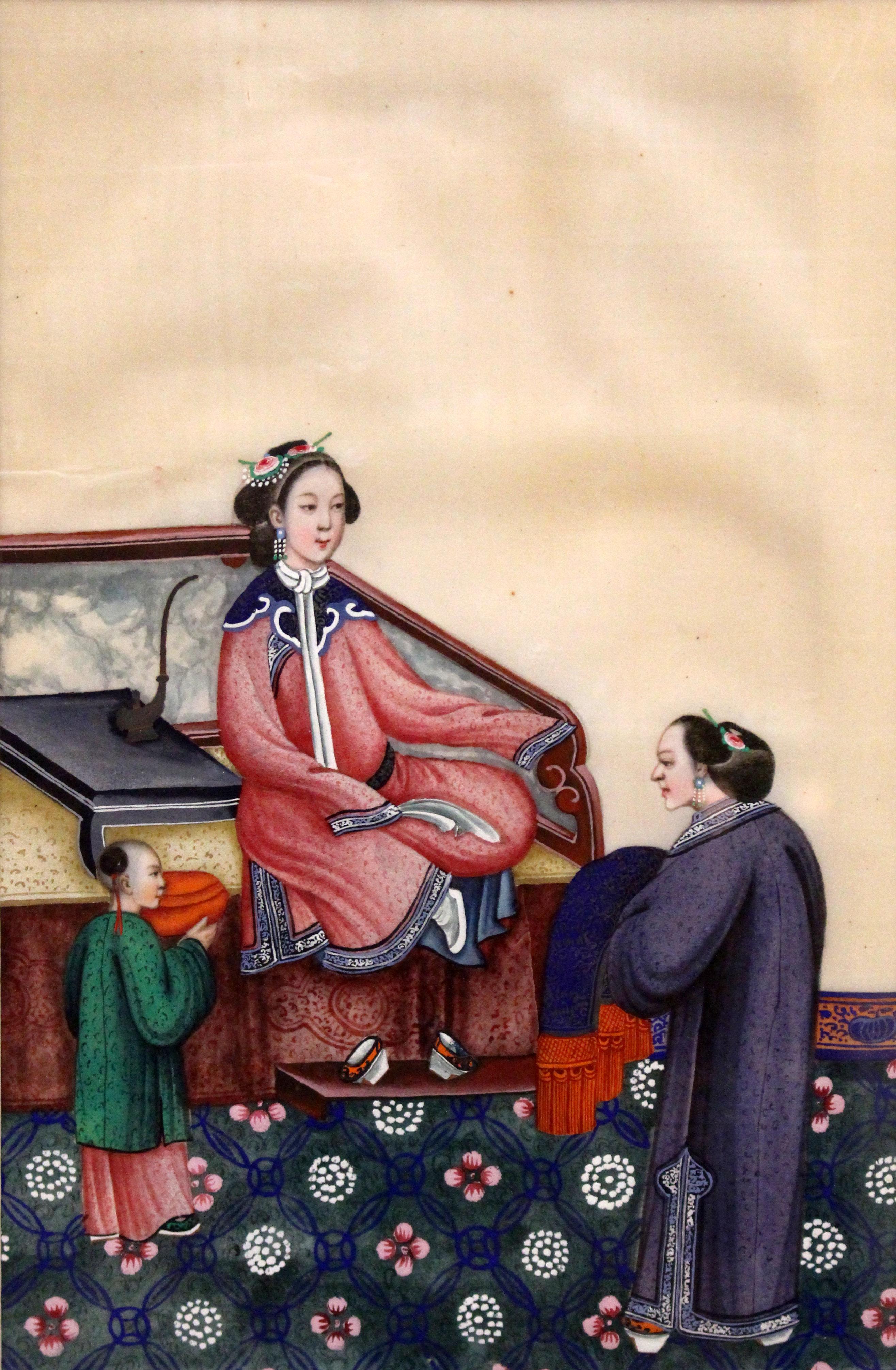 Chinese Mid-19th Century Qing Dynasty Portrait of a Lady For Sale