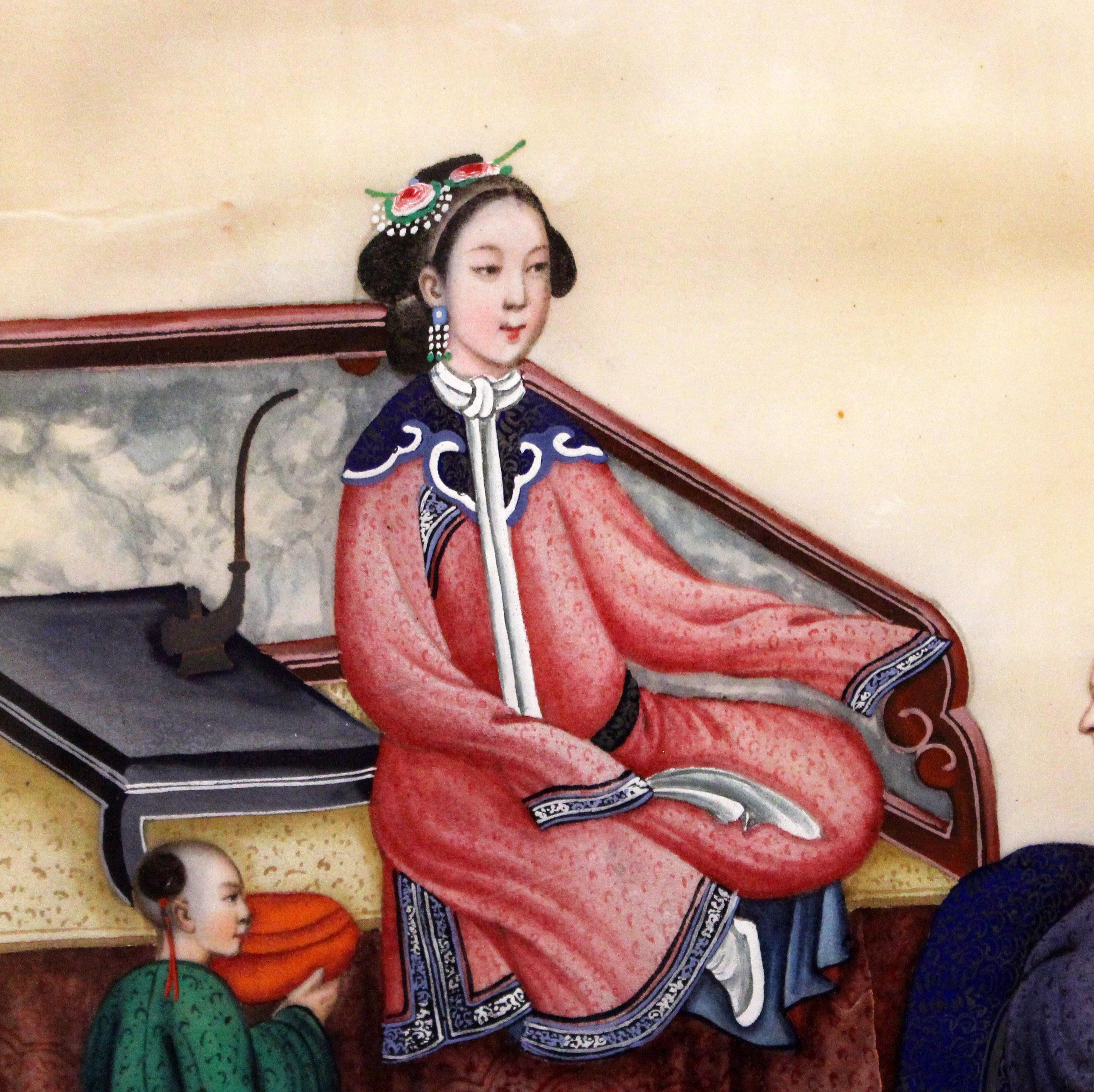 Paper Mid-19th Century Qing Dynasty Portrait of a Lady For Sale