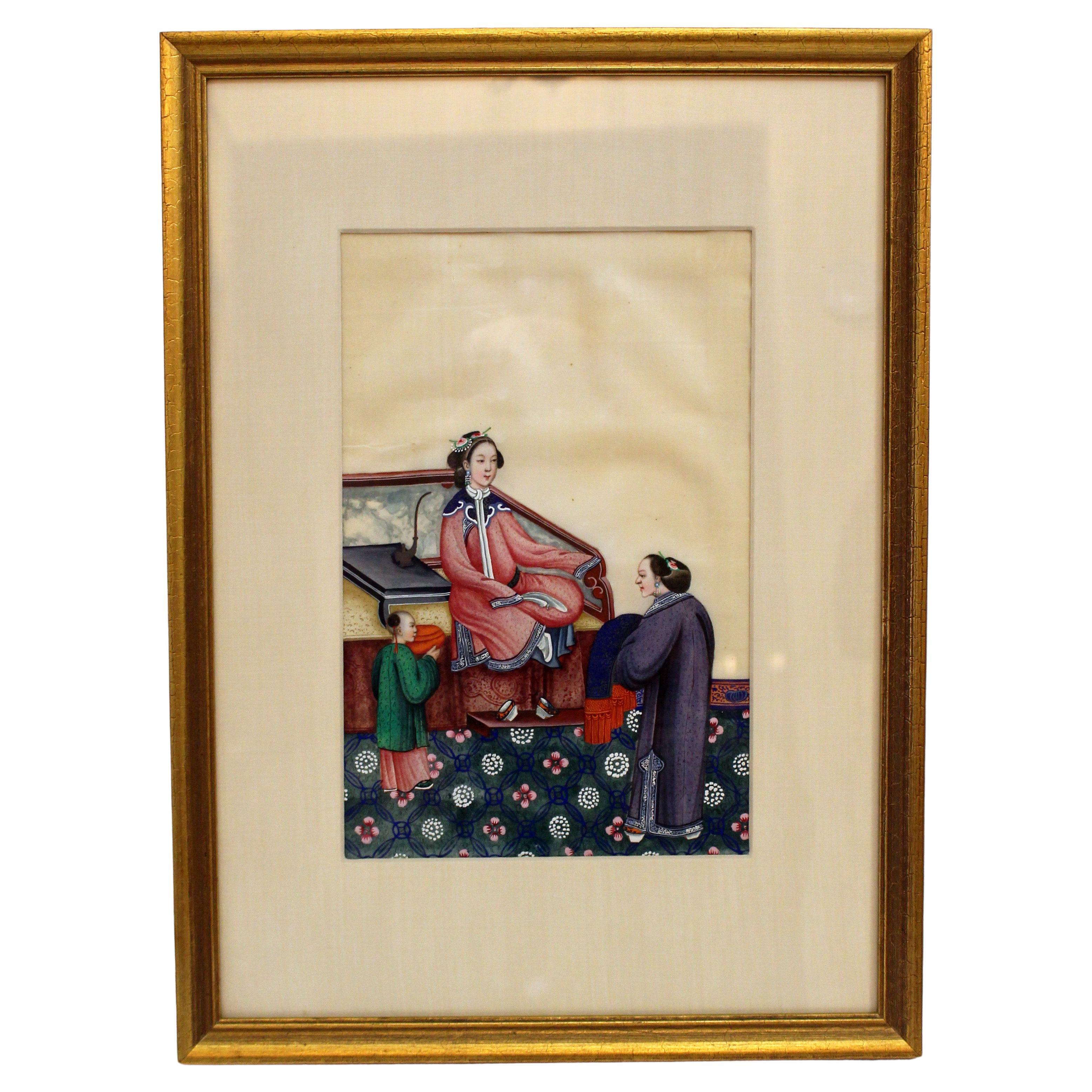 Mid-19th Century Qing Dynasty Portrait of a Lady For Sale