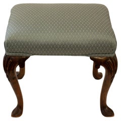 Mid-19th Century Queen Anne Revival English Walnut Bench or Stool