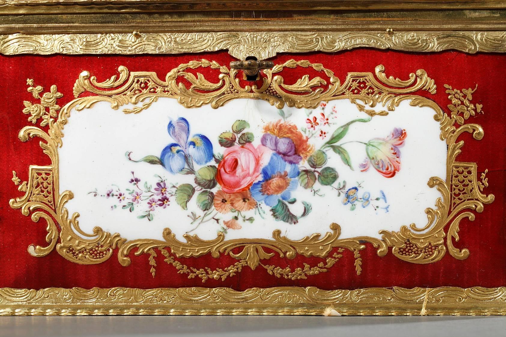 Mid-19th Century Red Enameled Keepsake Box with Mythological Scene 1