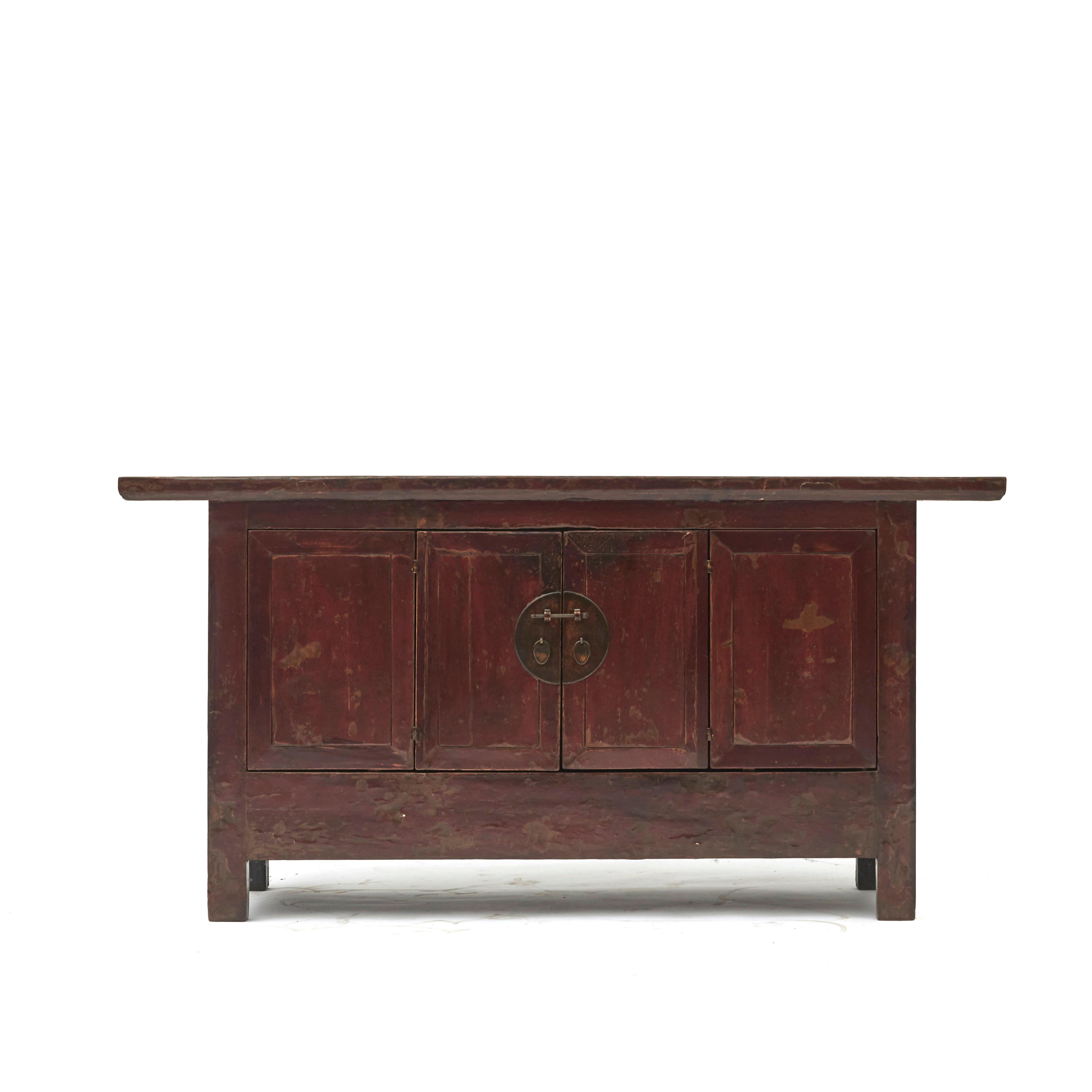 Rot lackiertes Sideboard aus Shanxi, China, Mitte des 19. Jahrhunderts im Angebot 1