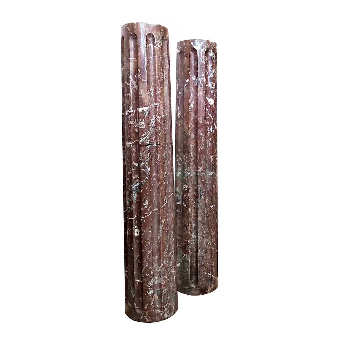 Baroque Revival Mid-19th Century Red Marble Columns For Sale